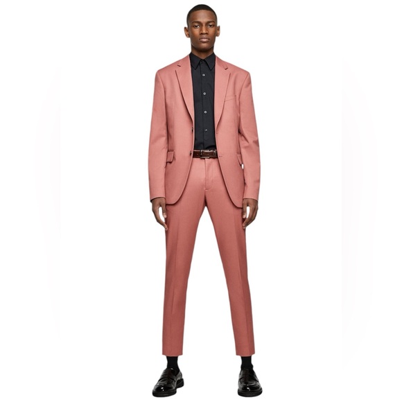 Zara dusty rose wedding pantsuit size 40 blazer 32 pant - Picture 1 of 16